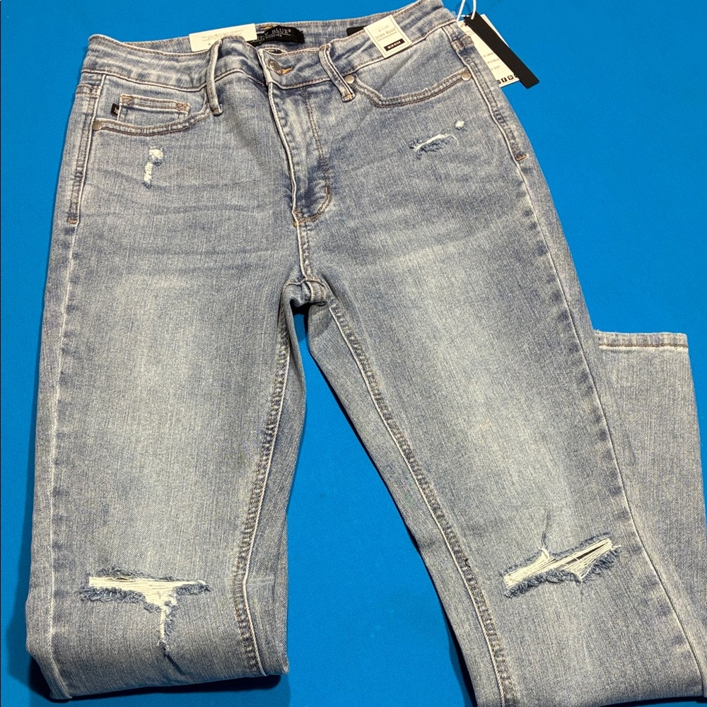 Judy Blue Light Blue Distressed Skinny Jeans *NWT* - Picture 1 of 16